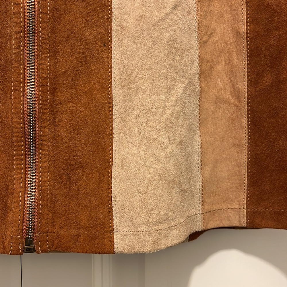 White Crow Vertical Patchwork Brown Suede Skirt, … - image 8